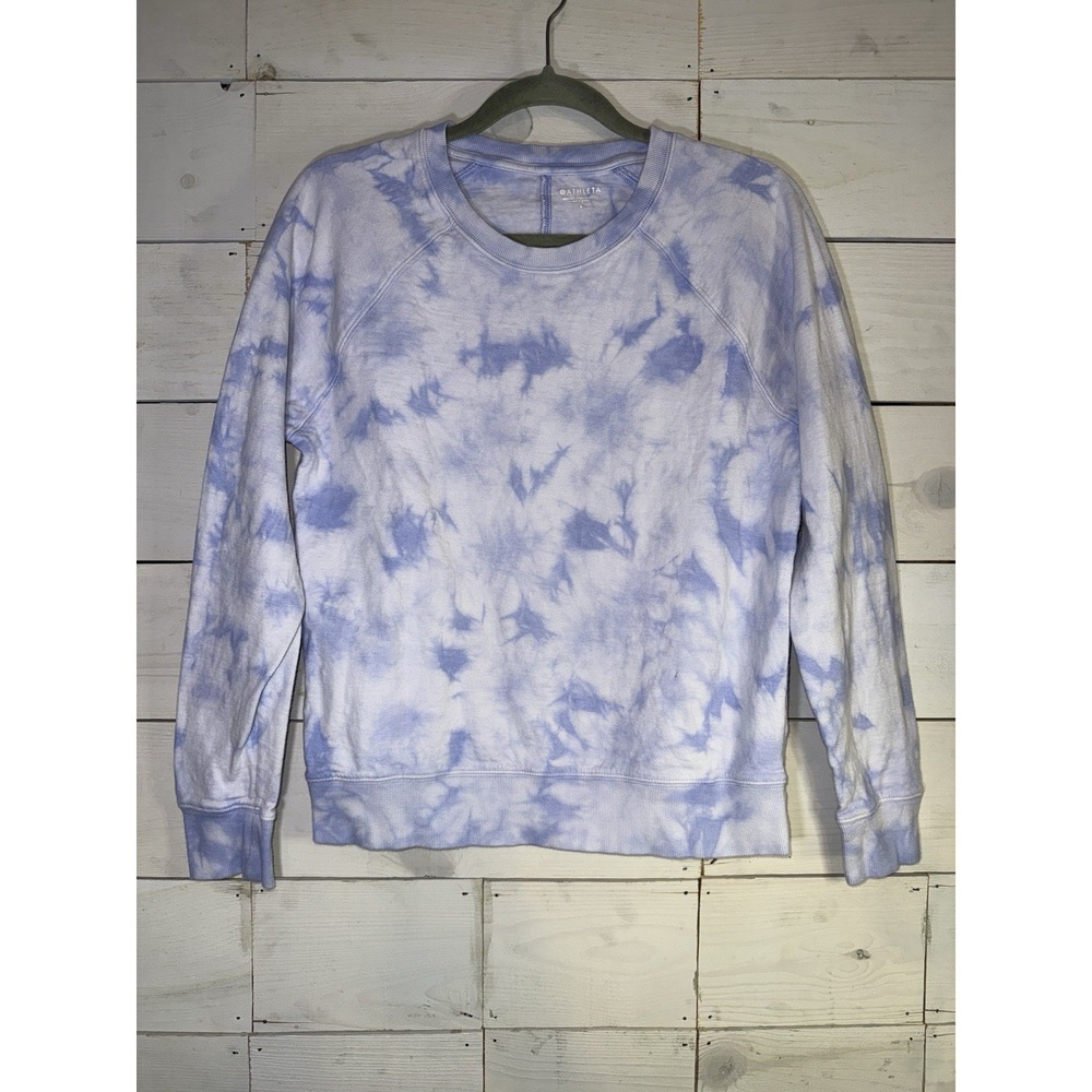 Athleta Women's S Tie Dye Crewneck Sweatshirt Pullover Purple White